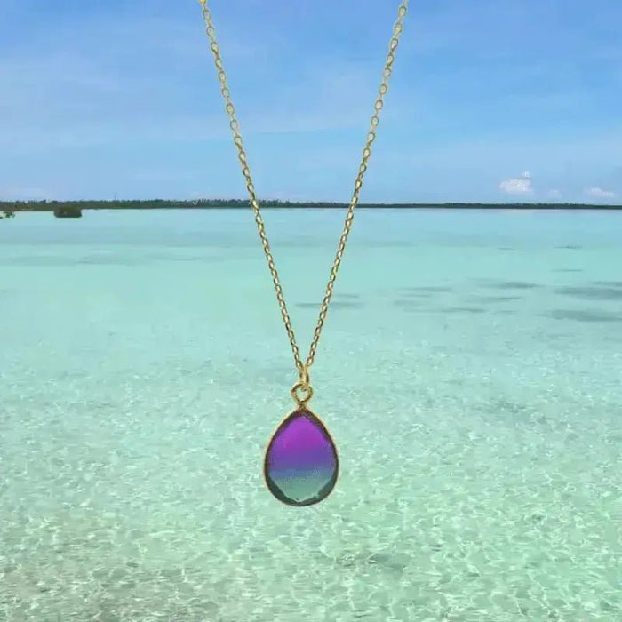 Peacock Aura MINI Drop Gold Pendant Necklace - Mystic Soul Jewelry