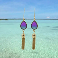 Peacock Aura Oval Drop Tassel Earrings - Mystic Soul Jewelry