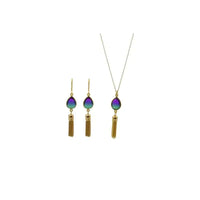 Peacock Aura Oval Drop Tassel Necklace - Mystic Soul Jewelry