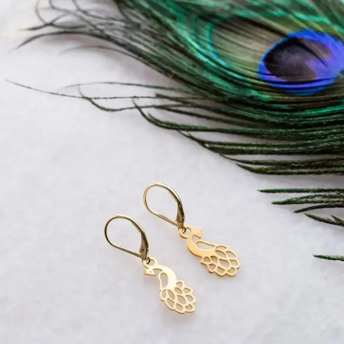 Peacock Gold Earrings - Mystic Soul Jewelry