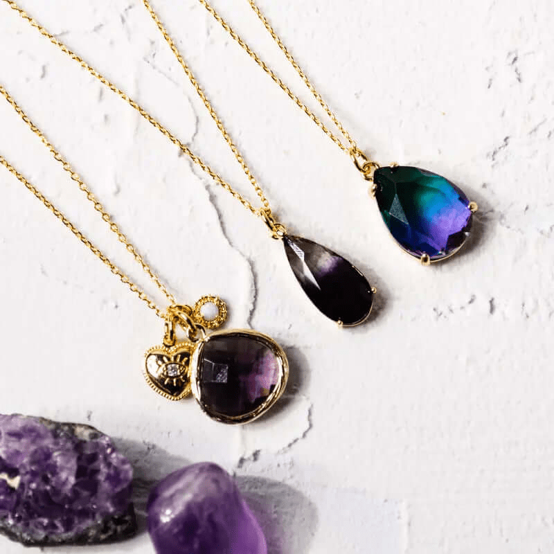 Peacock Ombre Drop: Amethyst Necklace - Mystic Soul Jewelry