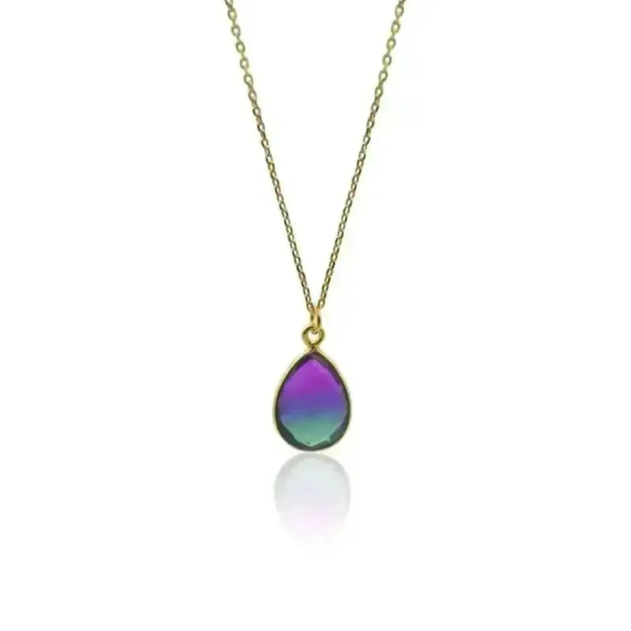 Peacock Aura Drop Gold Necklace