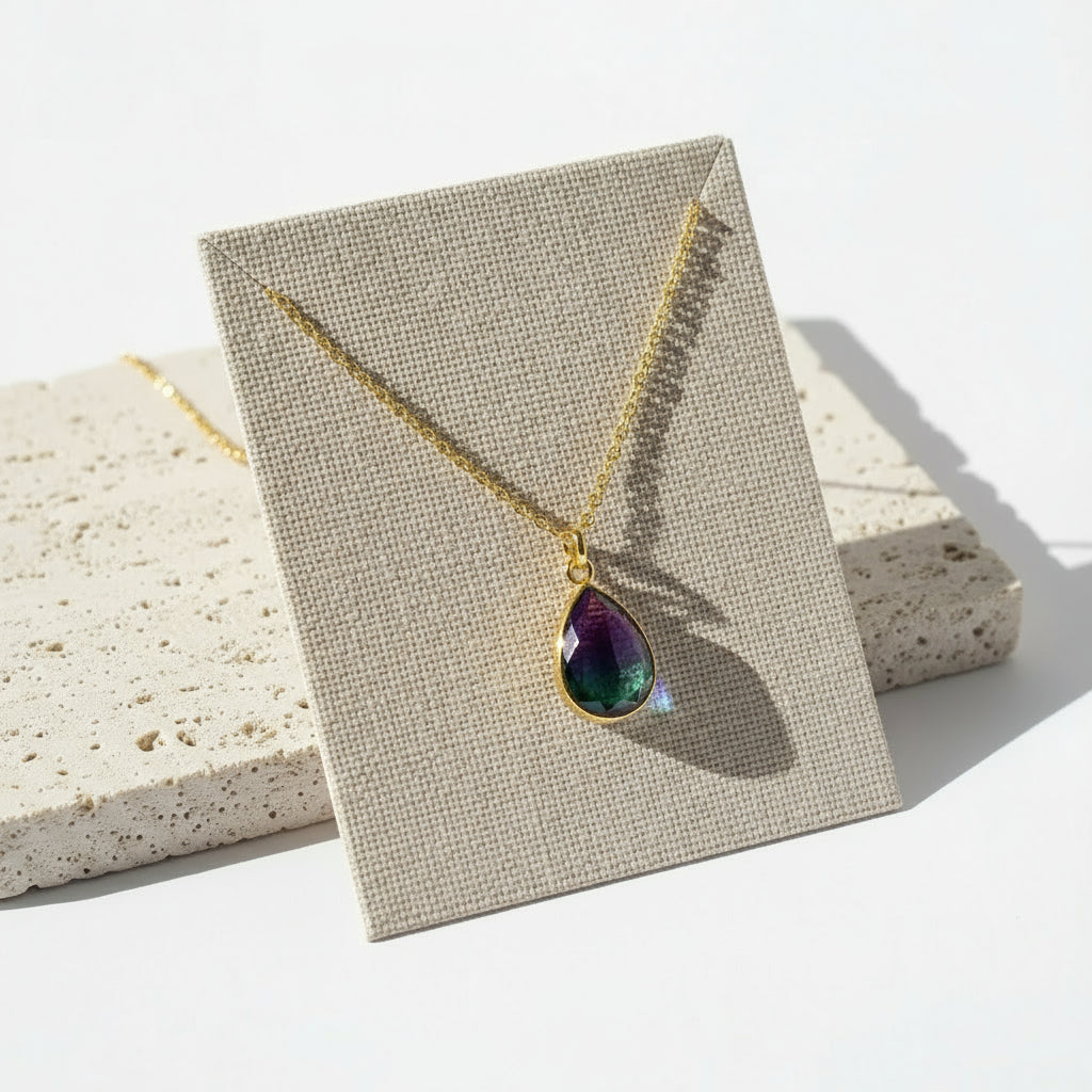 peacock aura drop necklace