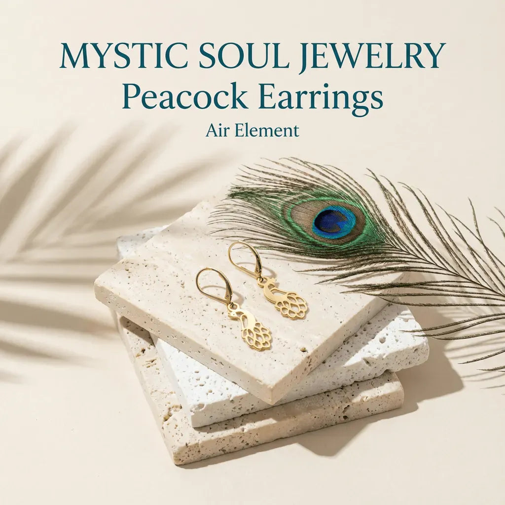 peacock leaverback gold earrings