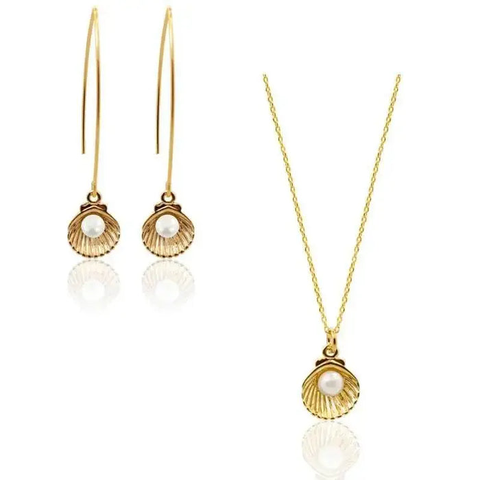 Pearl in Shell COMBO - Earrings & Necklace earrings