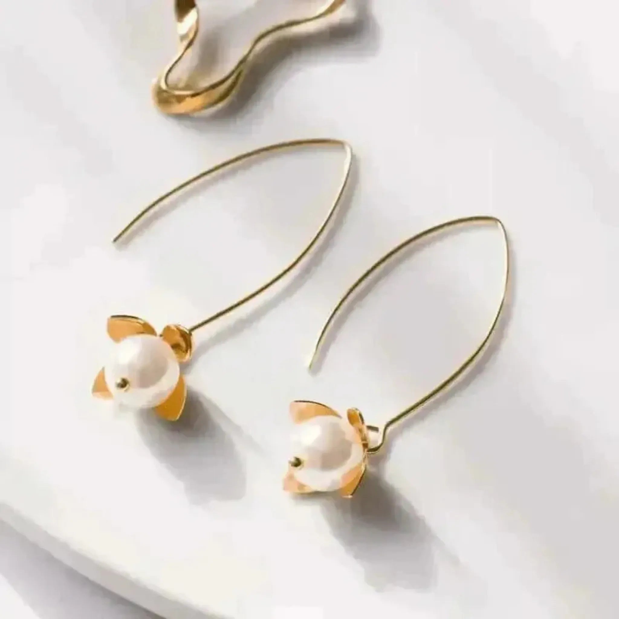 Pearl Flower Drop Earrings | Water Element