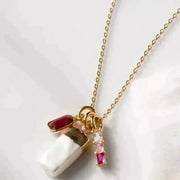pearl and pink tourmaline necklace