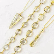 gold pendulum rutile quartz necklaces gemstone chain
