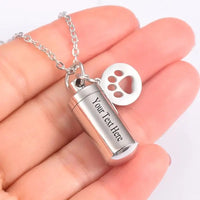 Pet Memorial Urn Necklace | Stainless Steel | Paw Charm Keepsake - Mystic Soul Jewelry