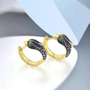 phoenix earrings in blue hoops