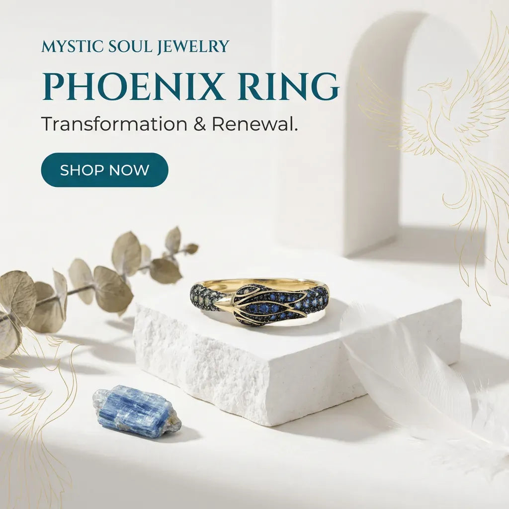 phoenix ring blue gold fire element