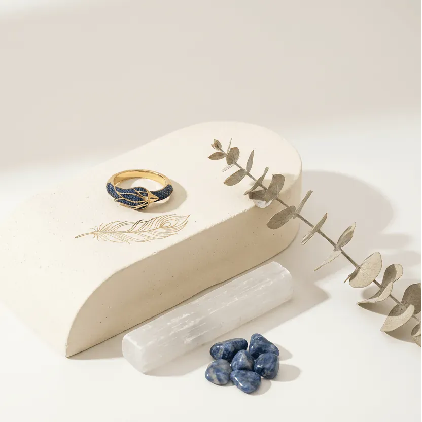 phoenix ring blue gold fire element rise