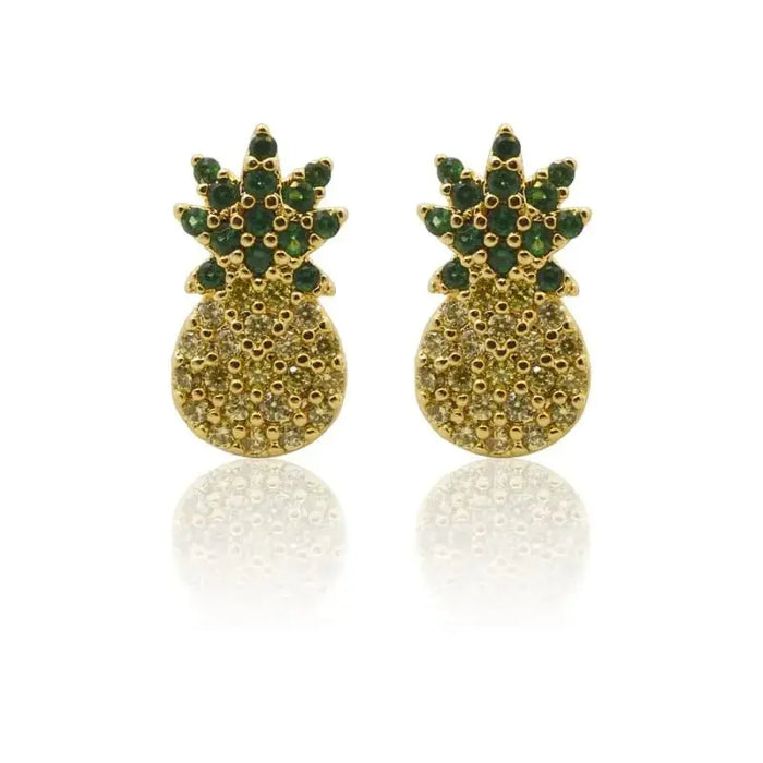 Pineapple Crystal Gold Studs earrings