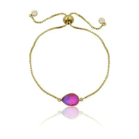 Pink Aura Drop Adjustable Gold Bracelet - Mystic Soul Jewelry