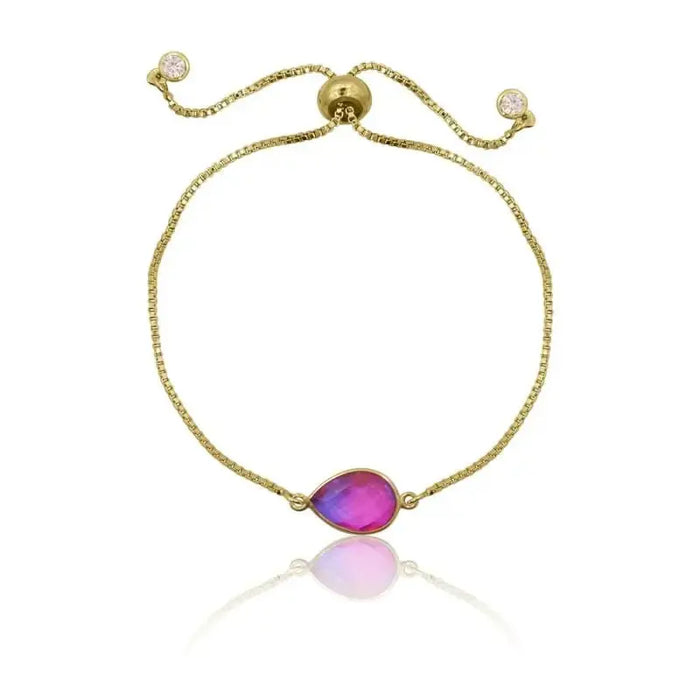 Pink Aura Drop Adjustable Bracelet - Gold bracelet