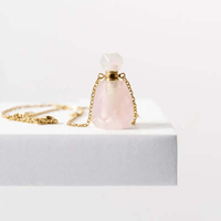 Pink Aura Quartz Essential Oil Vial Necklace - Mystic Soul Jewelry