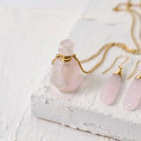 Pink Aura Quartz Essential Oil Vial Necklace - Mystic Soul Jewelry