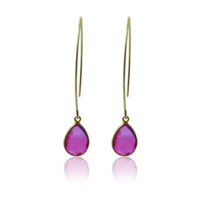 Pink Aura Oval Drop Earrings - Long earrings