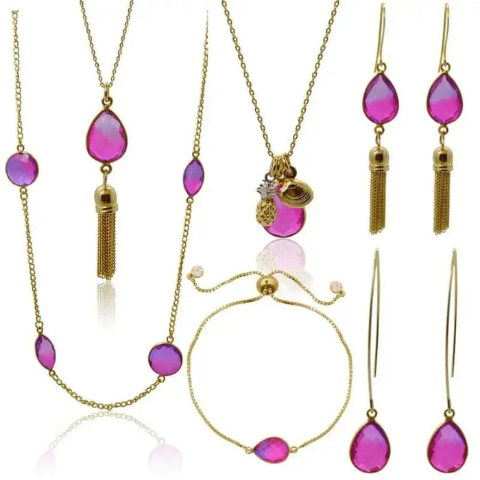 Pink Aura Oval Drop Earrings - Long earrings
