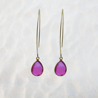 Pink Earrings - Aura Drop Long Gold Designs - Mystic Soul Jewelry