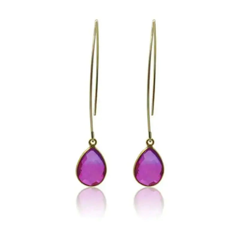 Pink Earrings - Aura Drop Long Gold Designs - Mystic Soul Jewelry