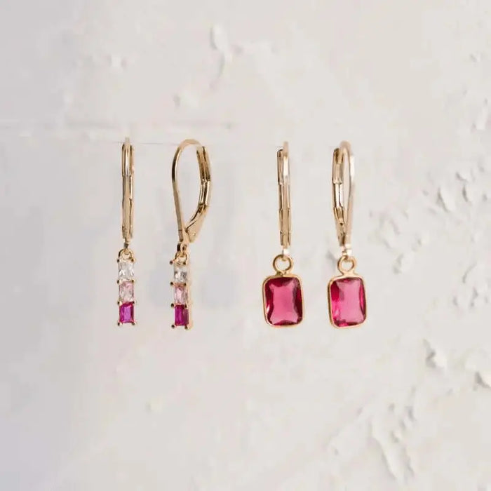 Pink Tri Colored Dangle Earrings - Mystic Soul Jewelry