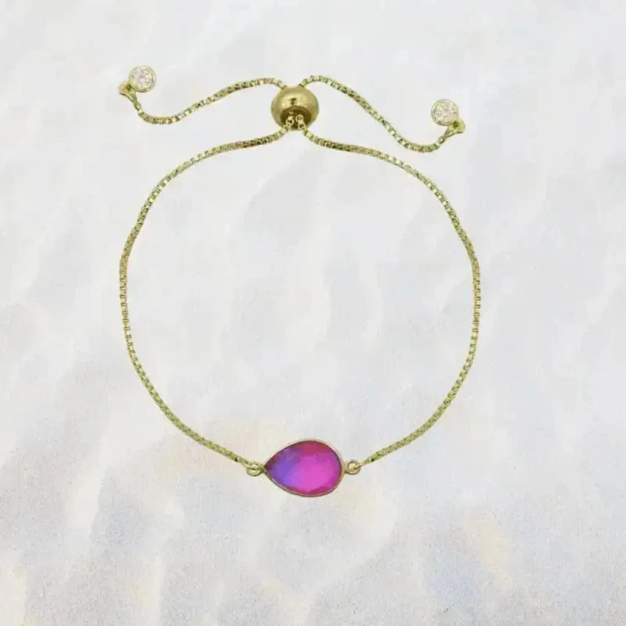 Pink Aura Adjustable Gold Bracelet