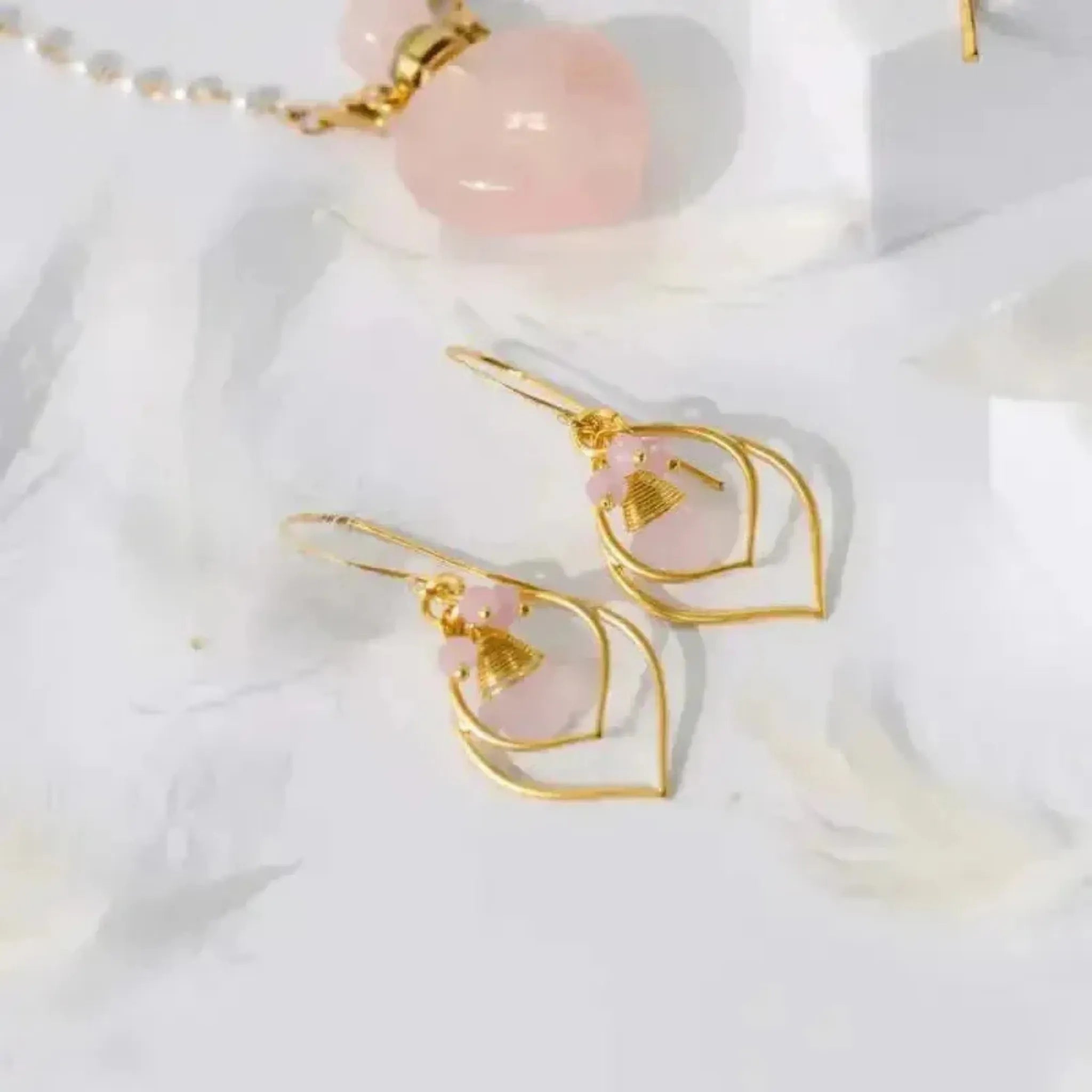 Pink Chalcedony Teardrop Earrings
