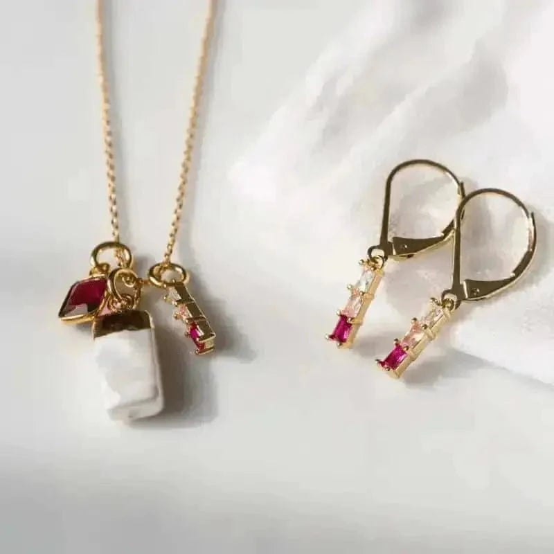 Pink Tri Colored Dangle Earrings - Mystic Soul Jewelry
