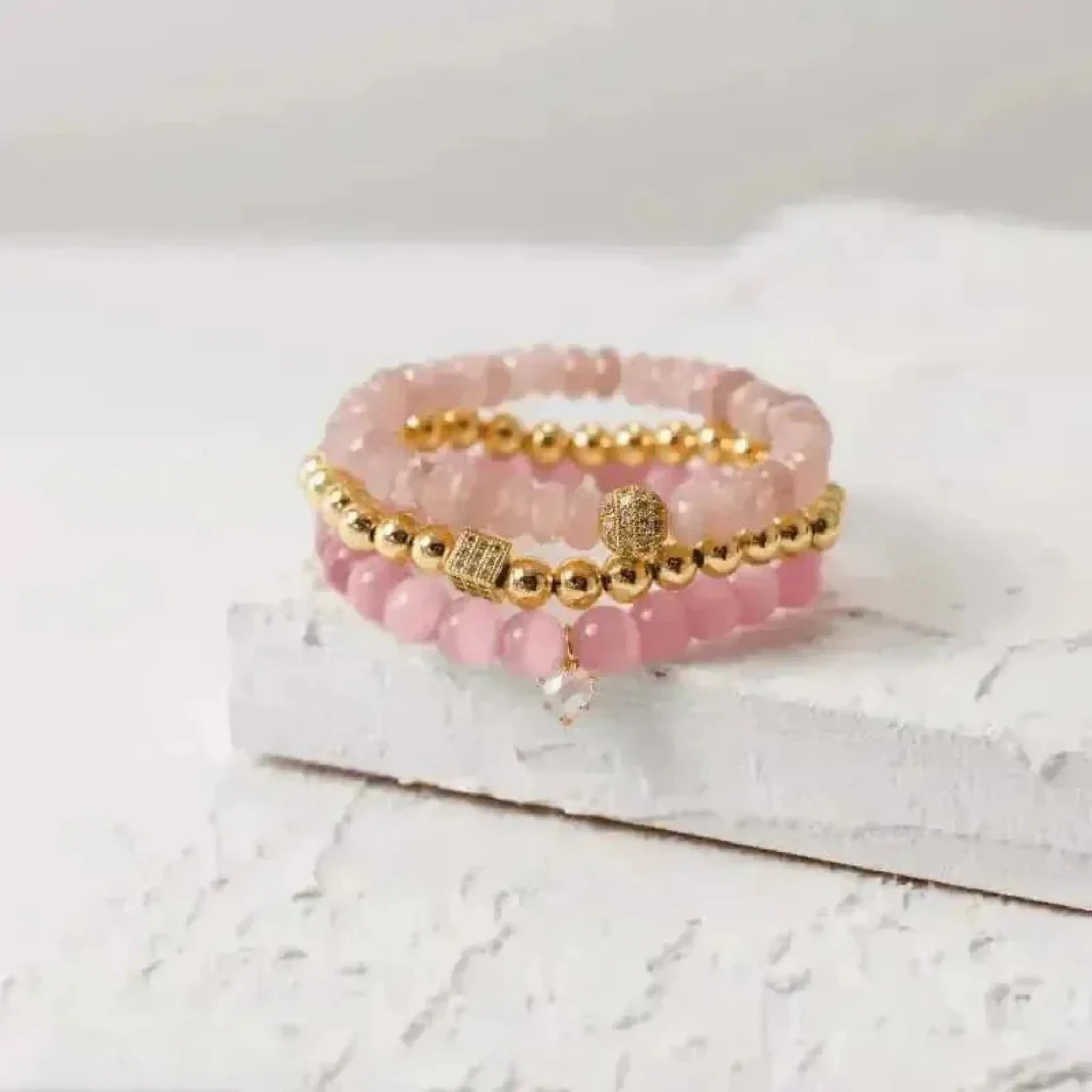 pink aura crystal bracelets