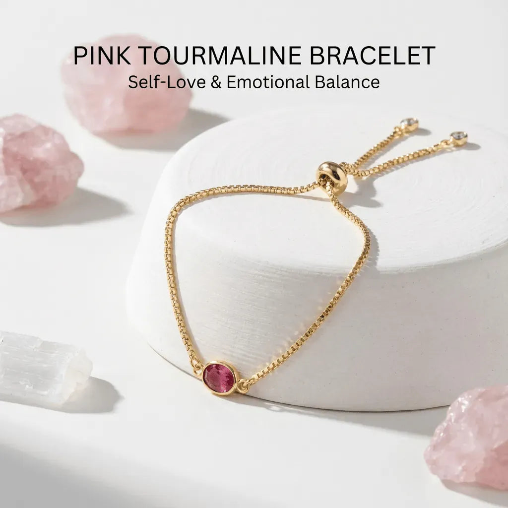 pink tourmaline bracelet gold