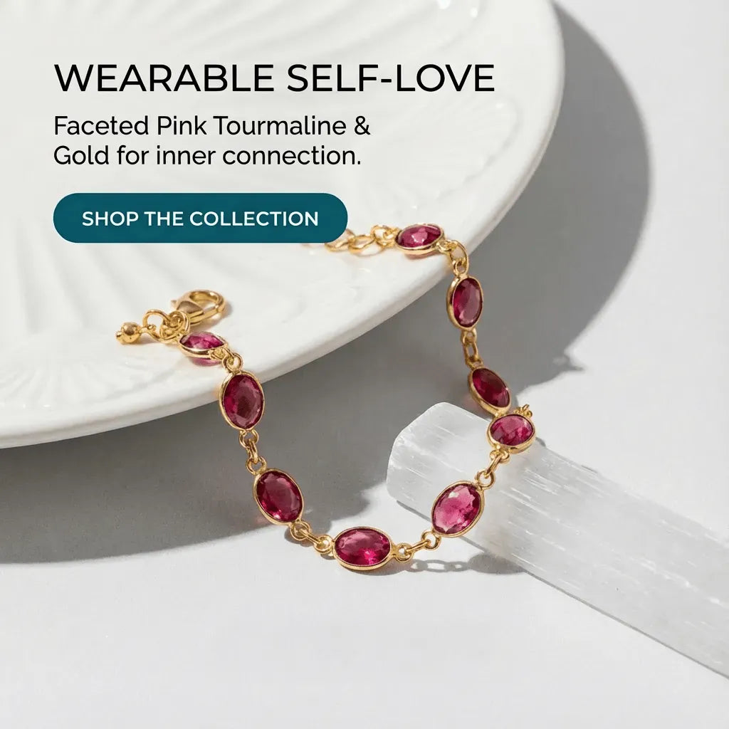 pink tourmaline small chain bracelet