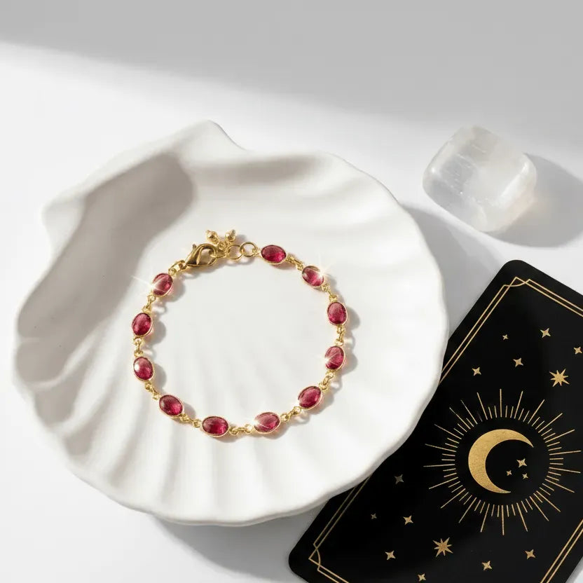 pink tourmaline small chain bracelet with benefits