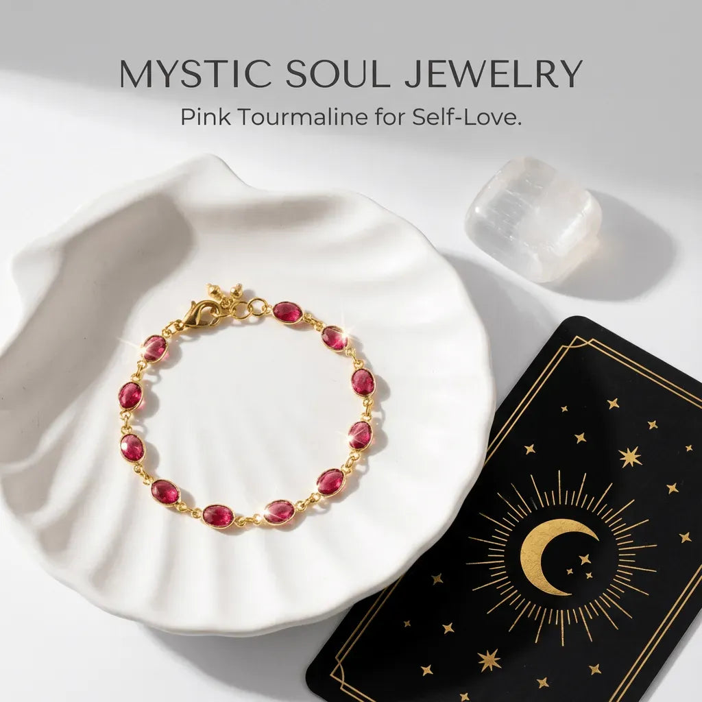 pink tourmaline small chain bracelet with benefits