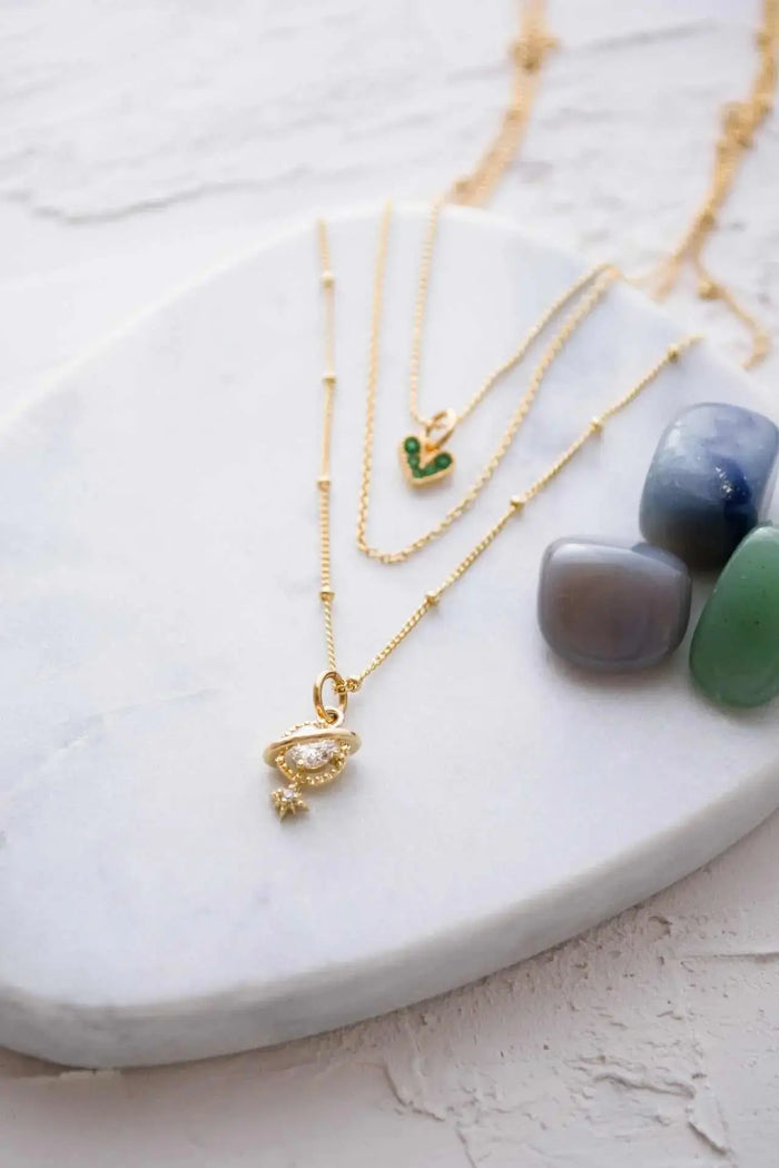 Planetary Love - Emerald Green Charm Necklace - Mystic Soul Jewelry