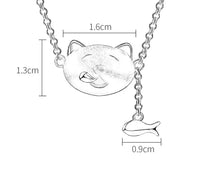 Playful Cat & Fish Sterling Silver Pendant Necklace - 925 Silver Handcrafted | Mystic Soul Jewelry - Mystic Soul Jewelry