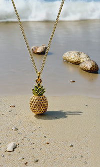 Pineapple Necklace | Gold Crystal Jewelry