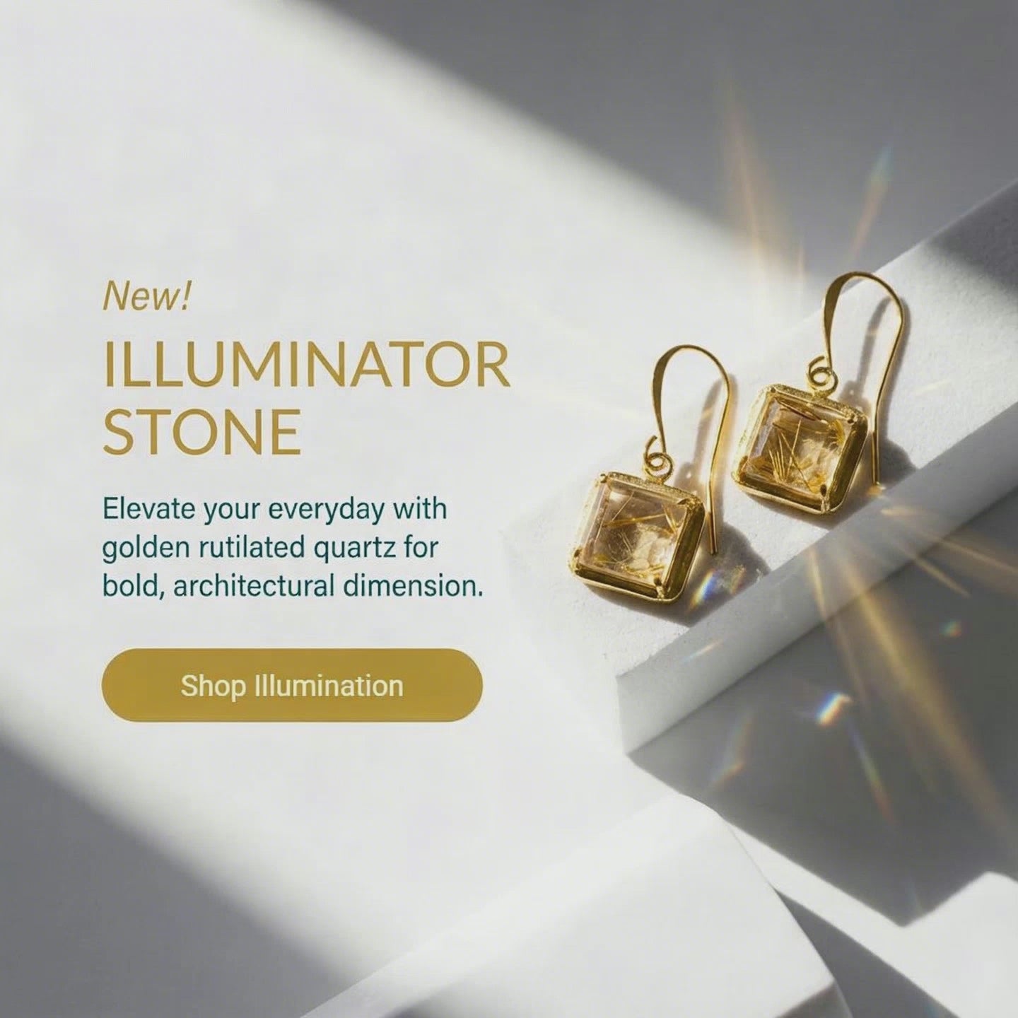 Load video: square golden rutilated quartz earrings