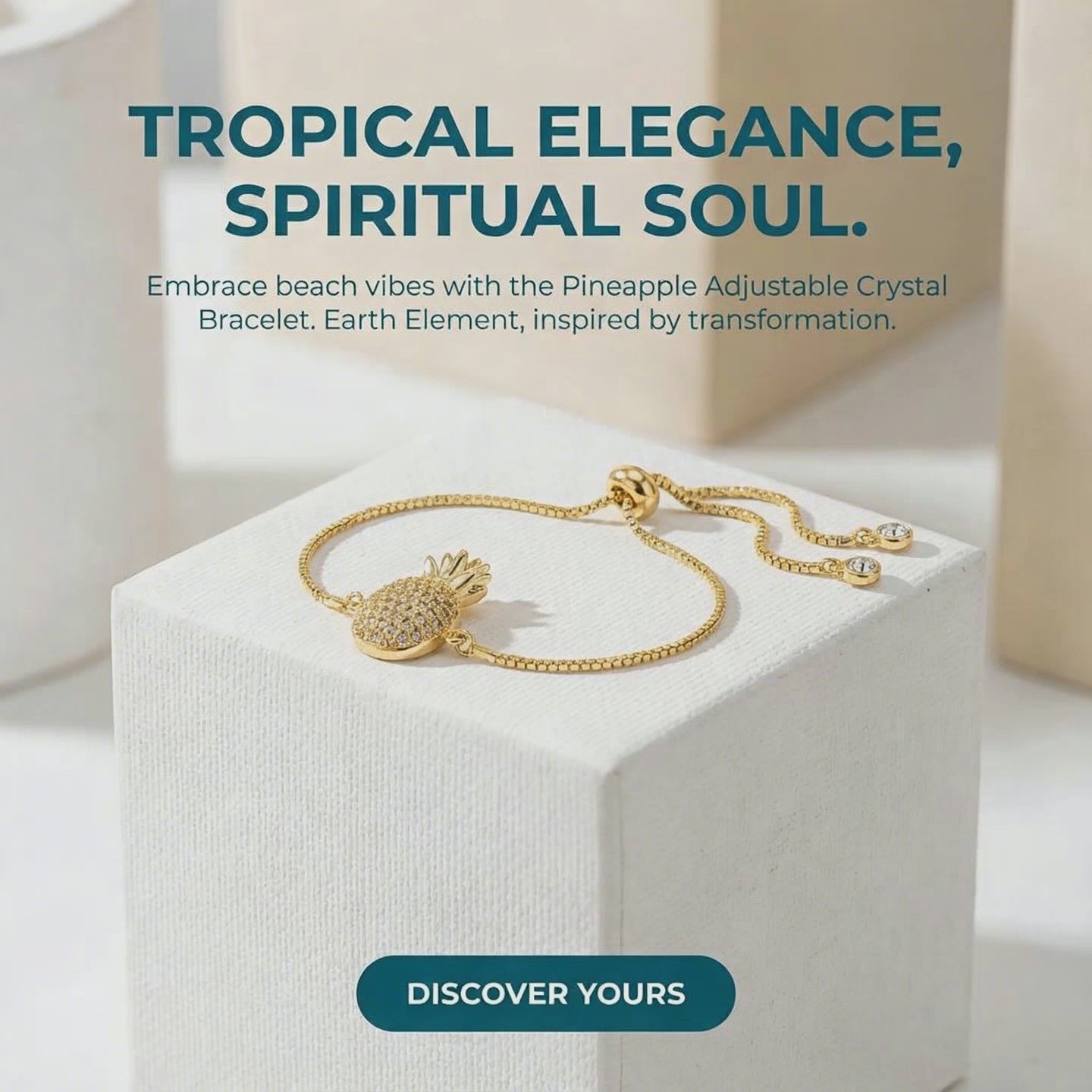 Load video: Pineapple gold bracelet on white background with text