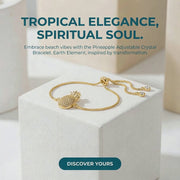 Pineapple gold bracelet on white background with text