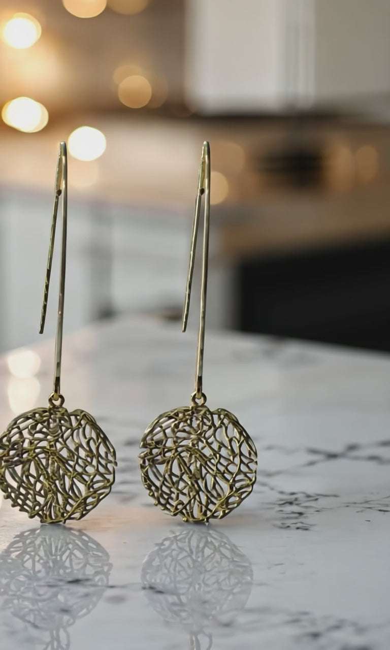 Long Gold Earrings | Global Connection Round