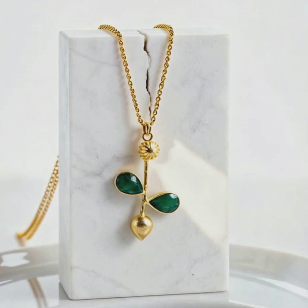 Load video: Emerald_Leaf_Pendant_Necklace__Heart_Chakra_Jewelry mp4