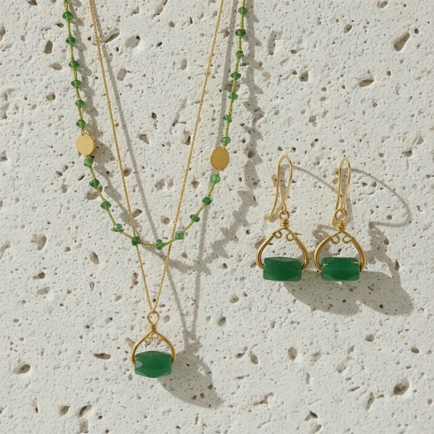 Bones Green Agate Earrings | Worn by Temperance Brennan