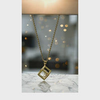 Cube Crystal Gold Necklace