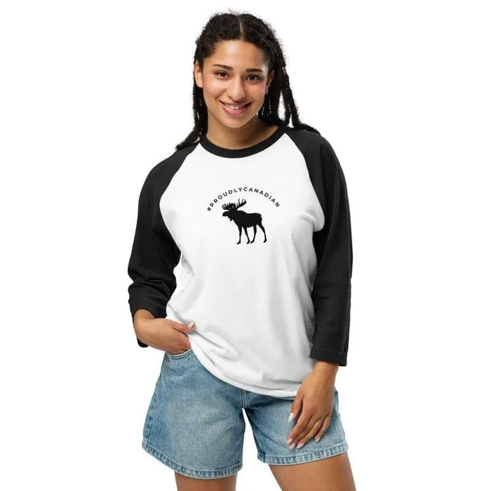 #ProudlyCanadian Moose Baseball Raglan T Shirt | Made in Canada - Mystic Soul Jewelry