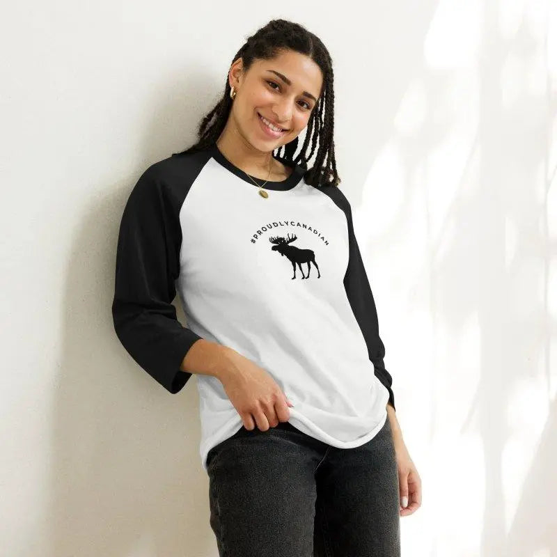 #ProudlyCanadian Moose Baseball Raglan T Shirt | Made in Canada - Mystic Soul Jewelry