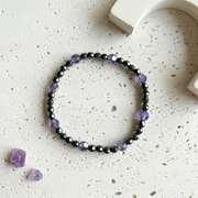 Pyrite and Swarovski crystal bracelet with faceted gold pyrite beads, a one-of-a-kind piece made by hand in Calgary