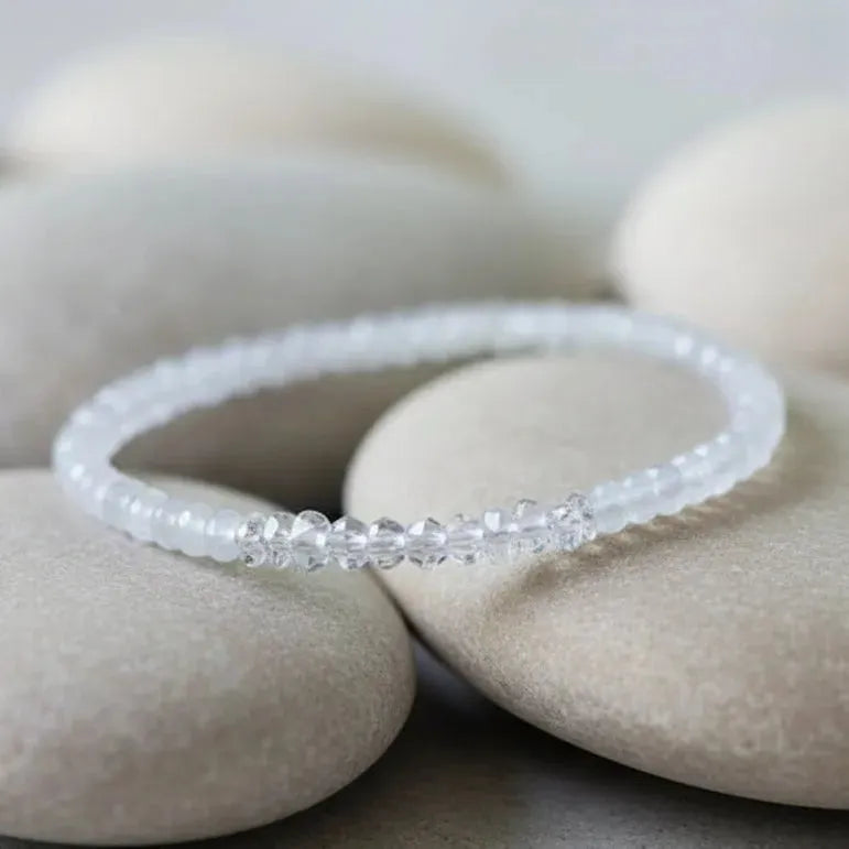 Beaded bracelet on a wooden surface