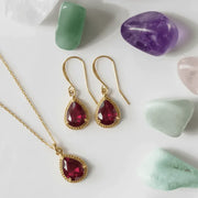Red Exquisite drop earrings and necklace with red glass beads – Mystic Soul Jewelry