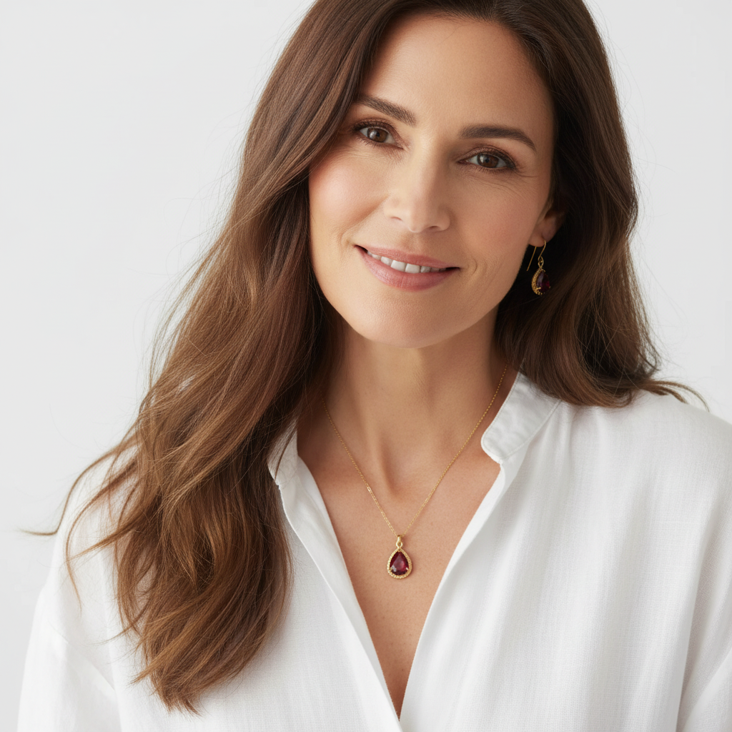 Red Exquisite Necklace | Gold or Silver Accents